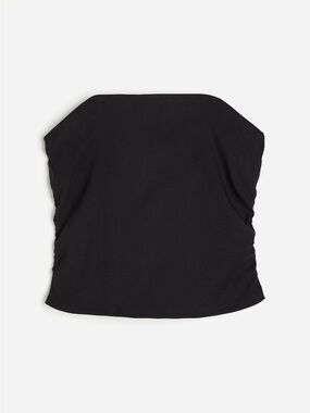 H&M Black Strapless Bandeau Top with Subtle Texture